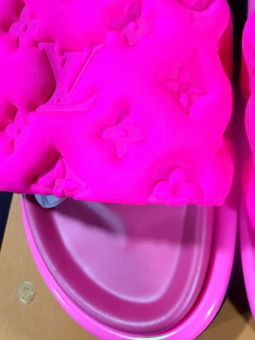 Hot Pink Quilted Monogram Slide Sandals - Picture 4 of 7